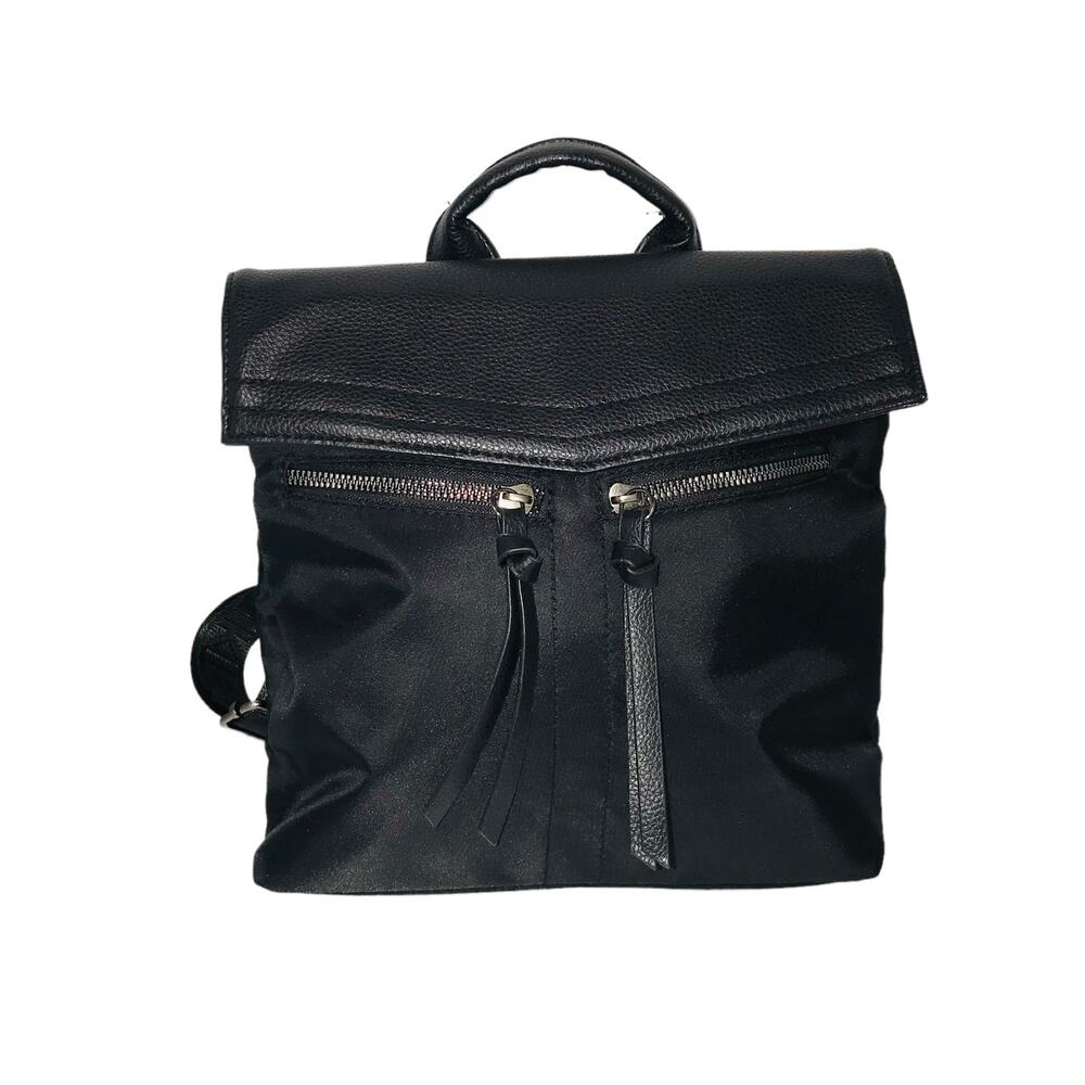 Botkier New York Black Shiny Canvas Faux Leather Small Backpack